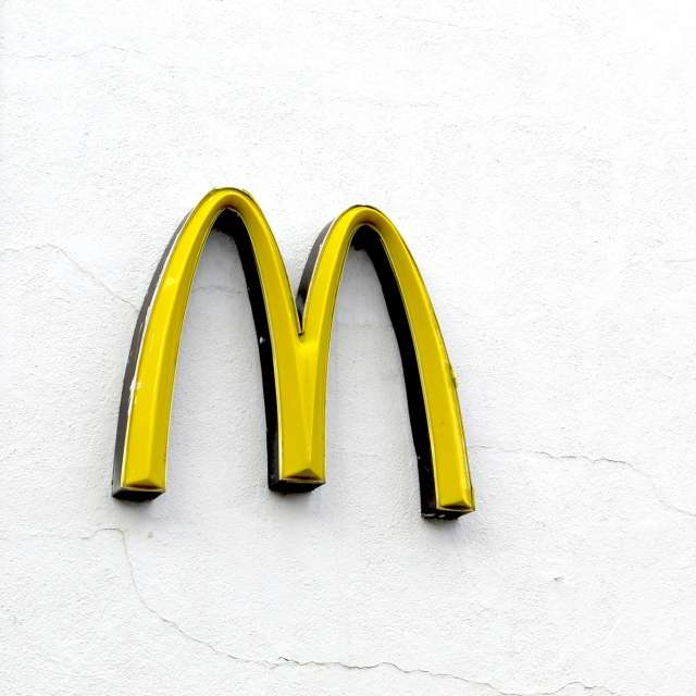 McDonald's logo on side of building