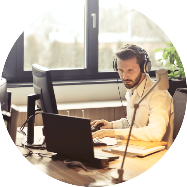 Man working on laptop