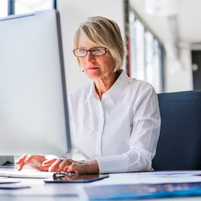 Woman working on laptop