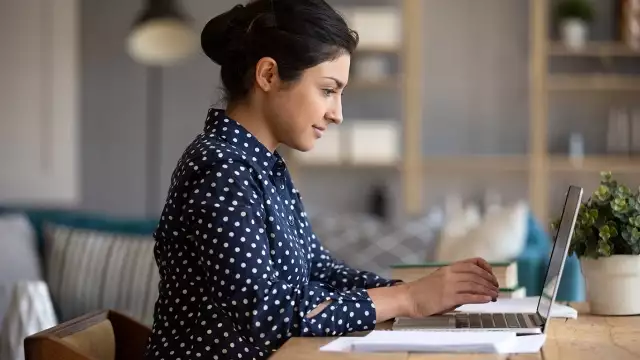 Woman typing