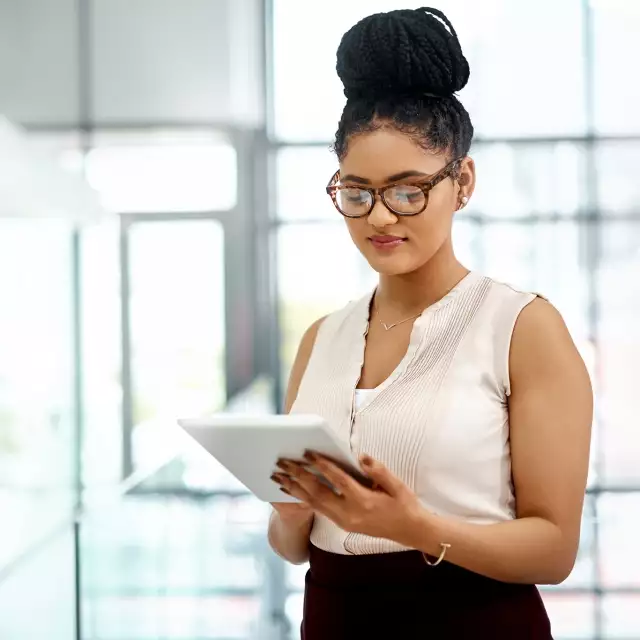 Attorney using tablet