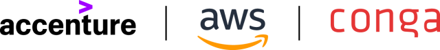 Accenture, AWS, and Conga logos