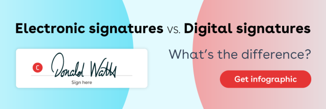 Electronic signature vs. digital signature graphic