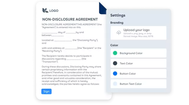 Conga Sign, custom branded esignature interface