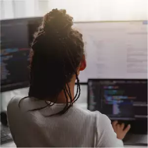 Woman-typing-code