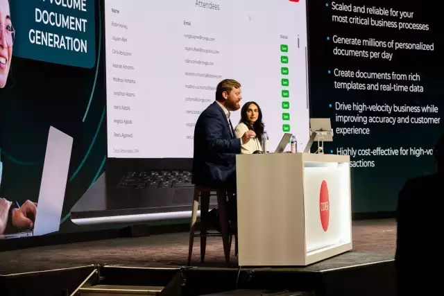 Conga employees presenting a demo on Conga Connect