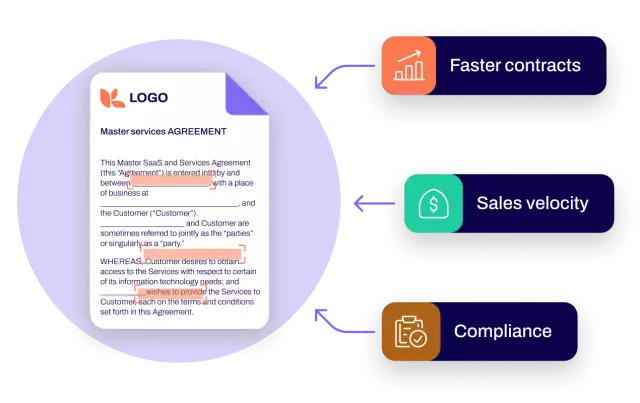 Redlined quote with feature callouts