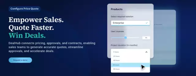 Homepage of DealHub.io.