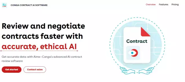 Homepage of Conga CLM, the leading AI contract analysis platform for businesses.
