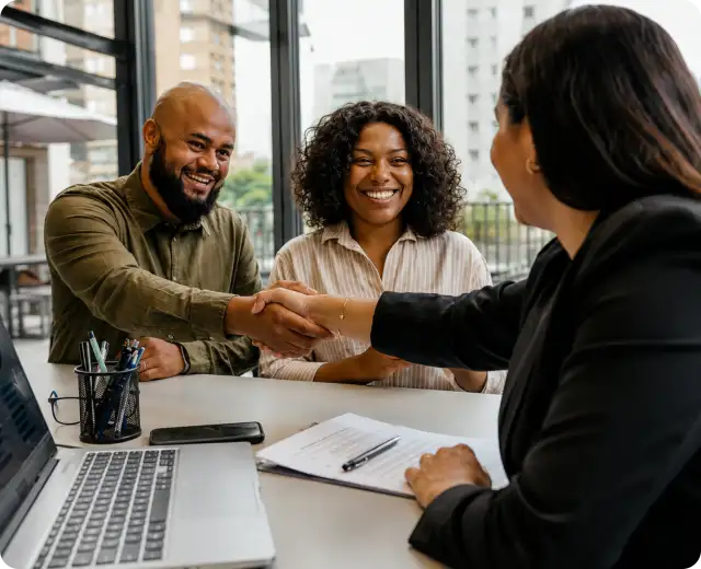 A consumer with a business professional 