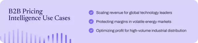 Infographic showing three pricing intelligence use cases.