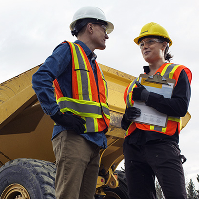 Construction workers building