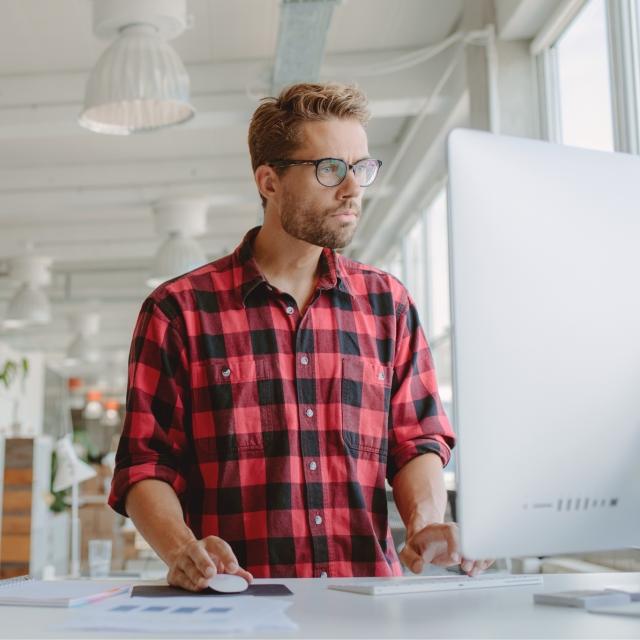 Man working on laptop