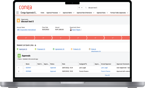 Conga Approvals product interface