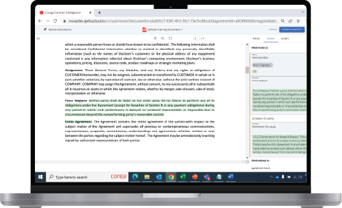 Conga Contract Intelligence product interface