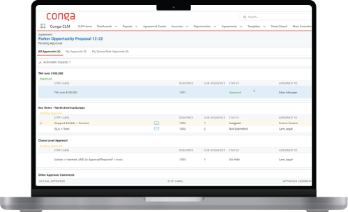 Conga CLM product interface