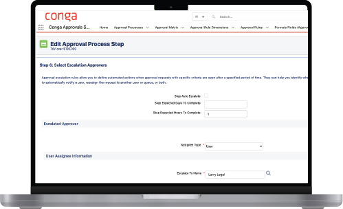 Conga Approvals product interface