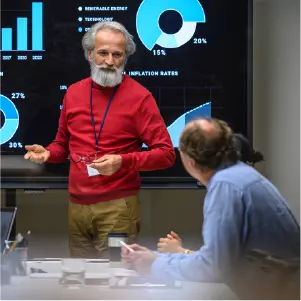 Man presenting revenue forecast