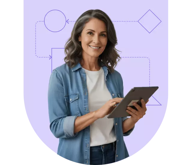 Woman holding a tablet